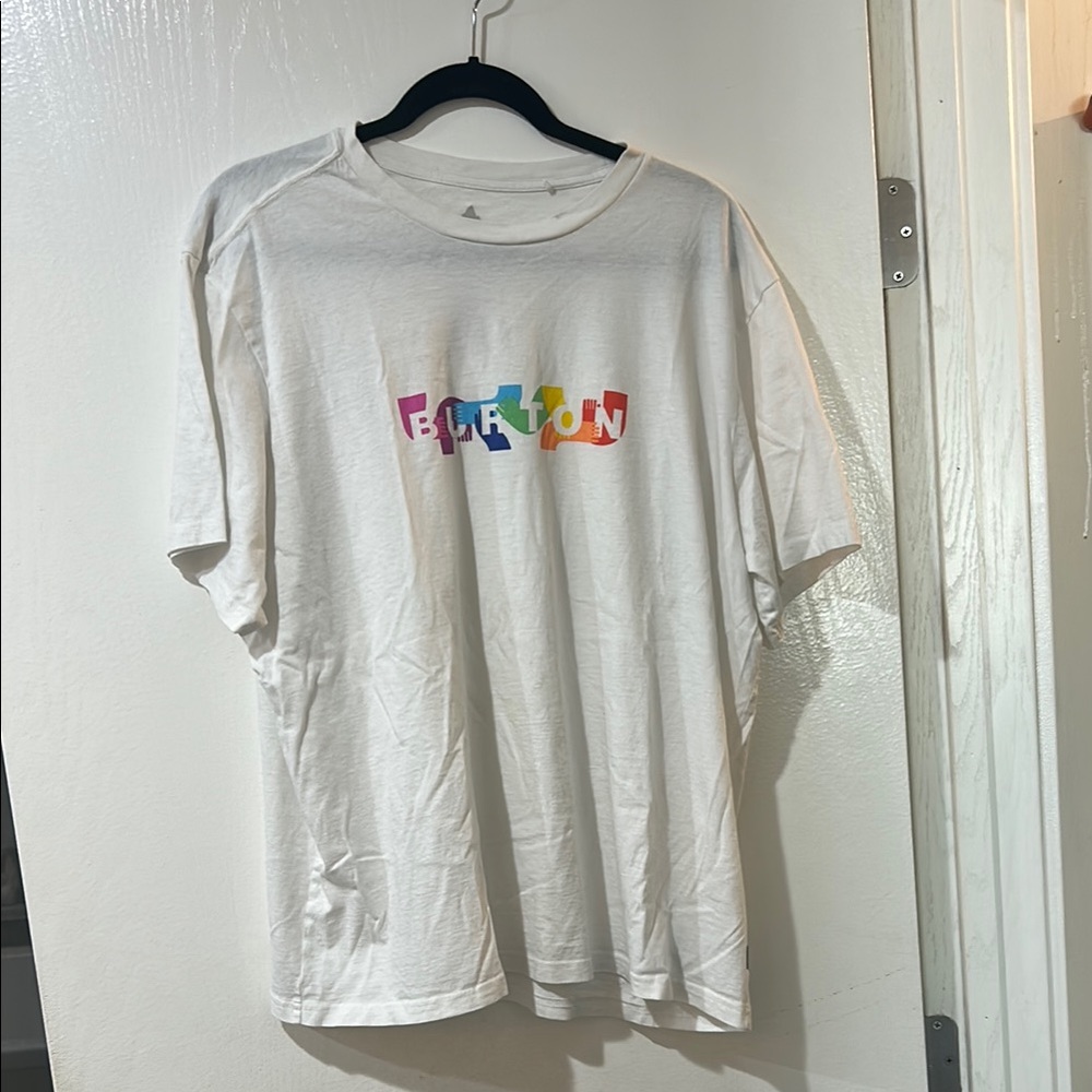 Burton White Short Sleeve Tee with Colorful Design